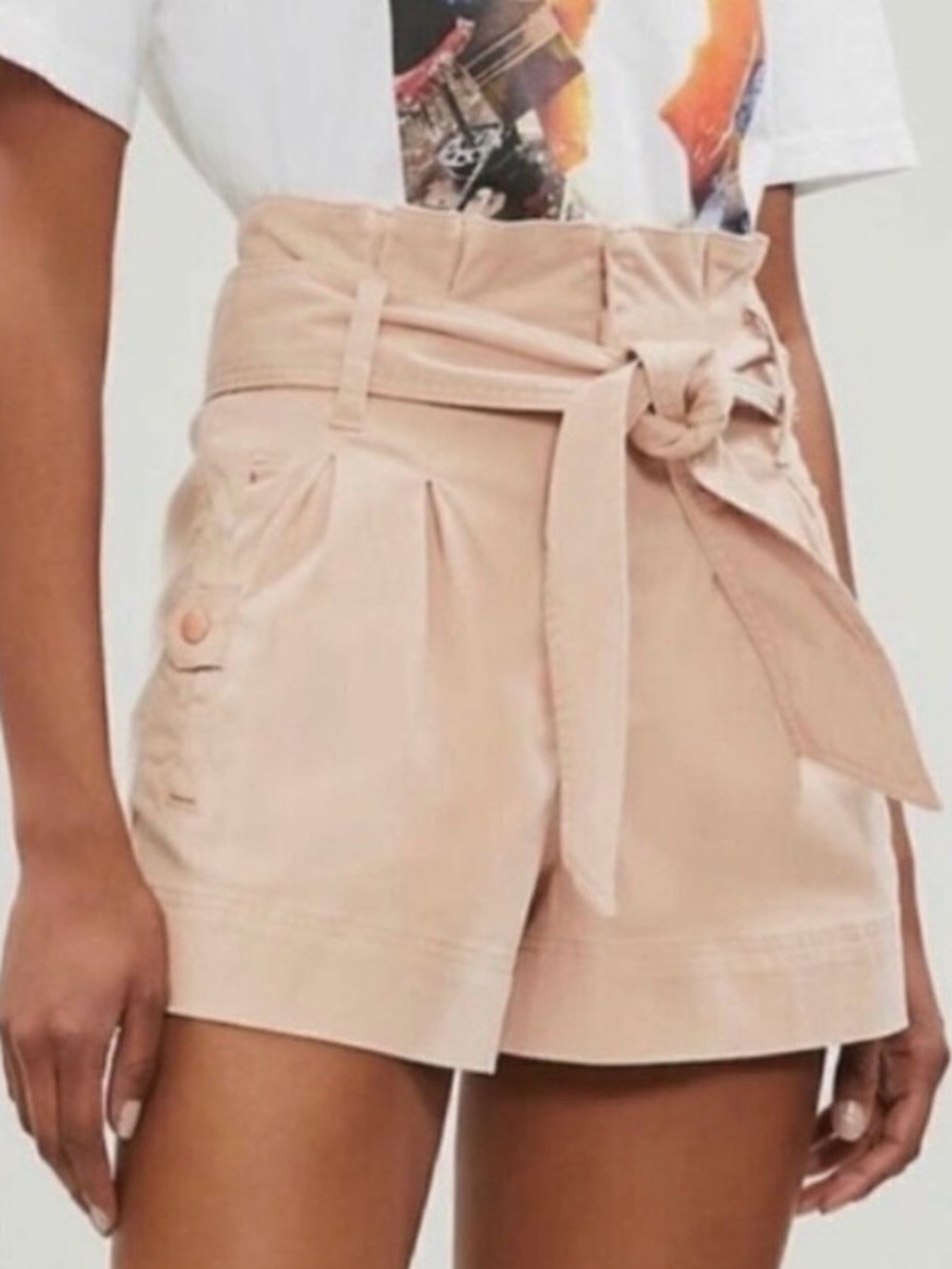 Topshop Paperbag Utility Shorts 6 Lyocell Preppy Boho ResortWear Minimalist Pink